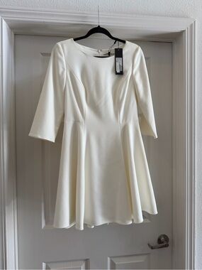 Halston Heritage Ivory Fit & Flare Dress Size 6 NWT